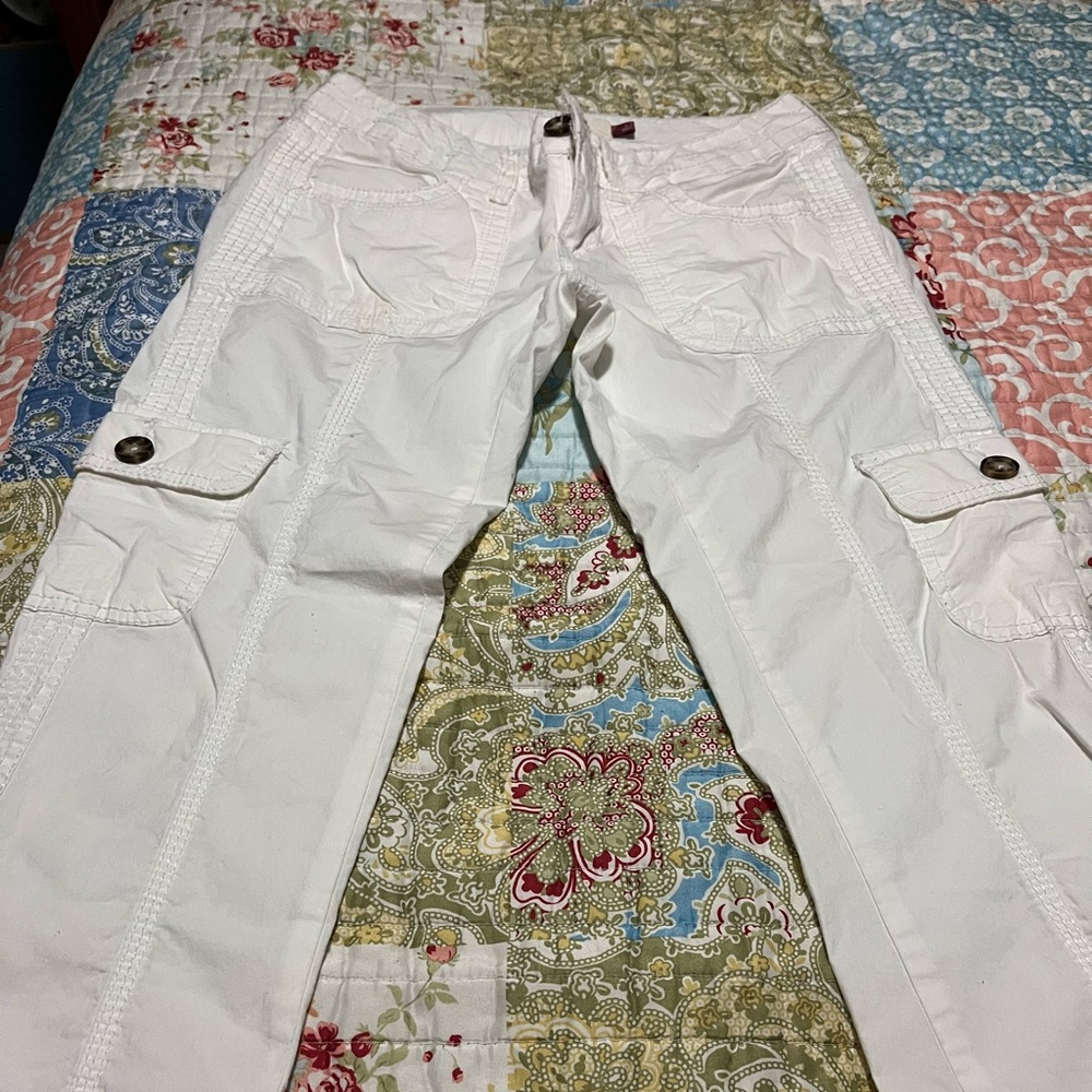 Chic White Cargo Trousers Size 4